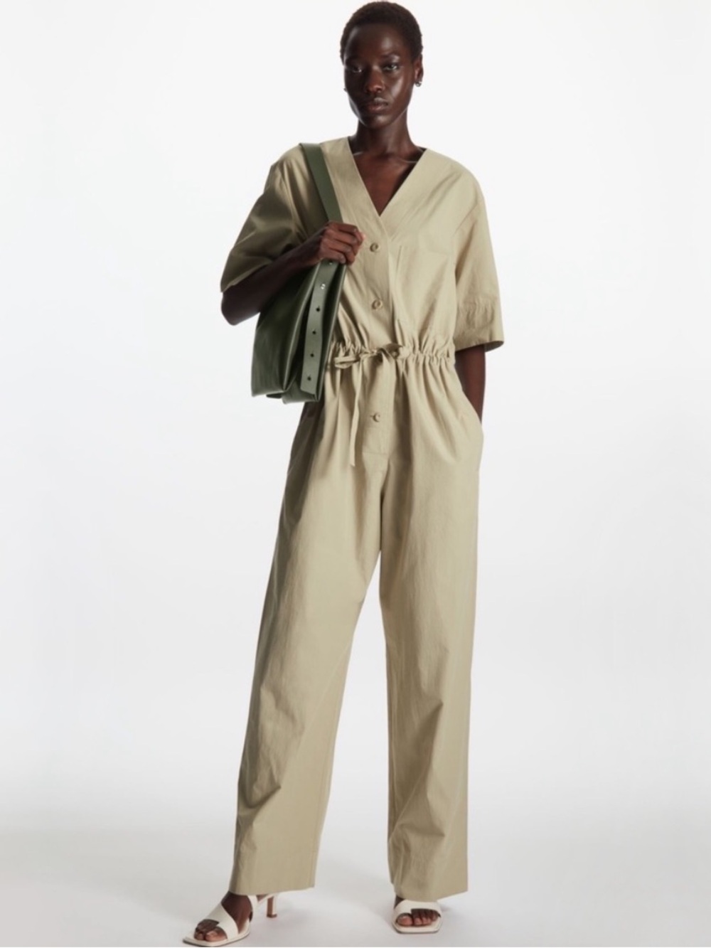 NWT Cos Short Sleeve V-Neck Jumpsuit Size M